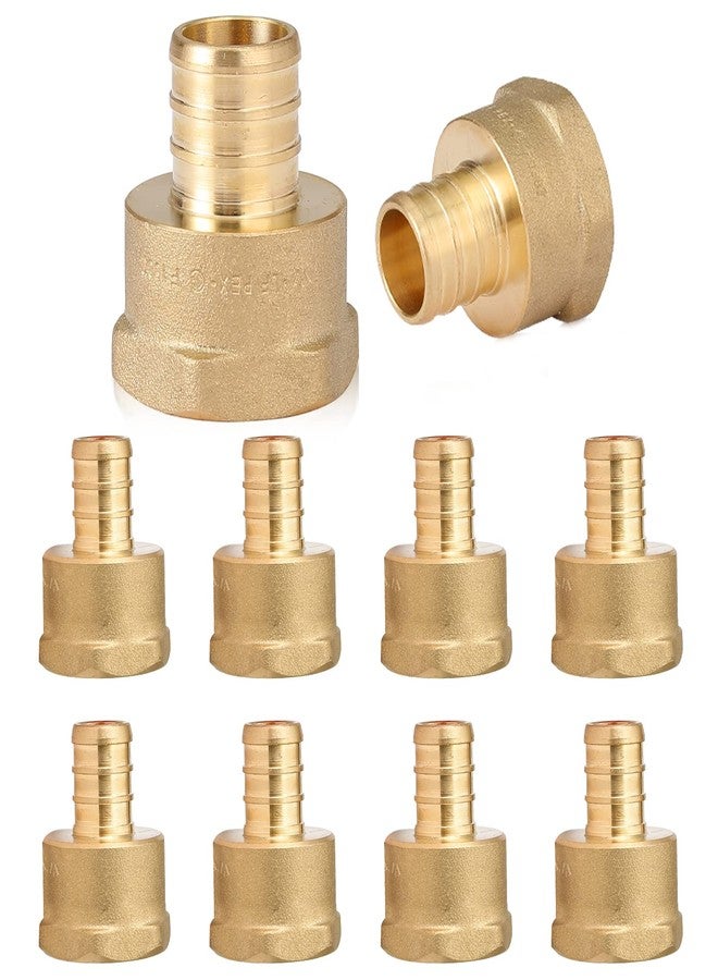 GUOFIS (Pack of 10) PEX 3/4" x 3/4" NPT Female Threaded Adapter,Brass Pex Crimp Adapters Fitting for PEX Pipes in Plumbing Jobs(PEX1807044) - Image 1